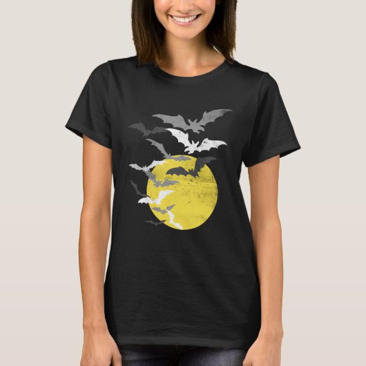 Bat Swarm op Full Moon  T-shirt (Voorkant)