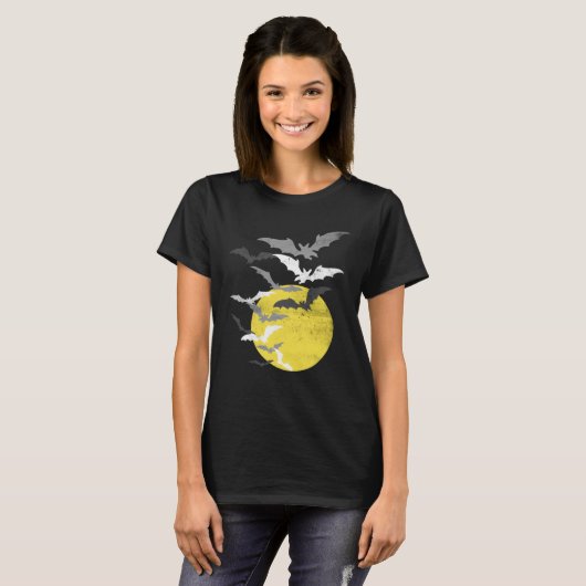 Bat Swarm op Full Moon  T-shirt (Voorkant volledig)
