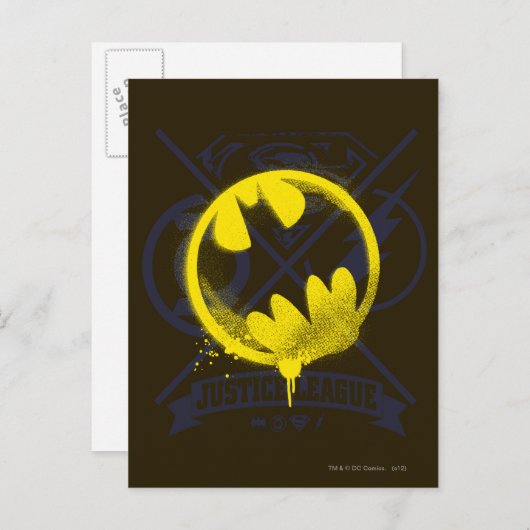 Bat Symbol over Justice League Briefkaart (Voorkant / Achterkant)
