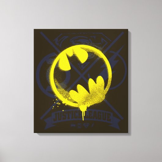 Bat Symbol over Justice League Canvas Afdruk (Voorkant)