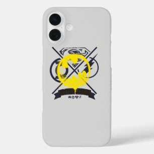 Bat Symbol over Justice League iPhone 16 Plus Hoesje