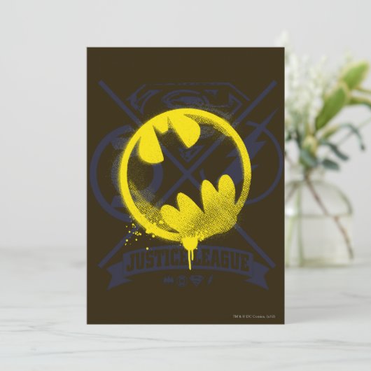 Bat Symbol over Justice League Kaart (Staand voorkant)