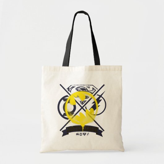 Bat Symbol over Justice League Tote Bag (Voorkant)
