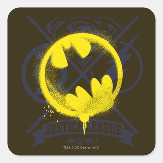 Bat Symbol over Justice League Vierkante Sticker (Voorkant)