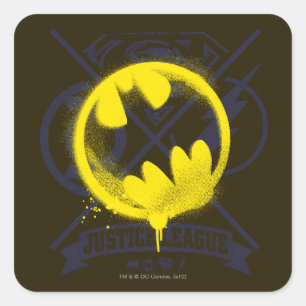 Bat Symbol over Justice League Vierkante Sticker