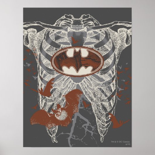 Bat Symbool Ribcage  Collage Poster (Voorkant)