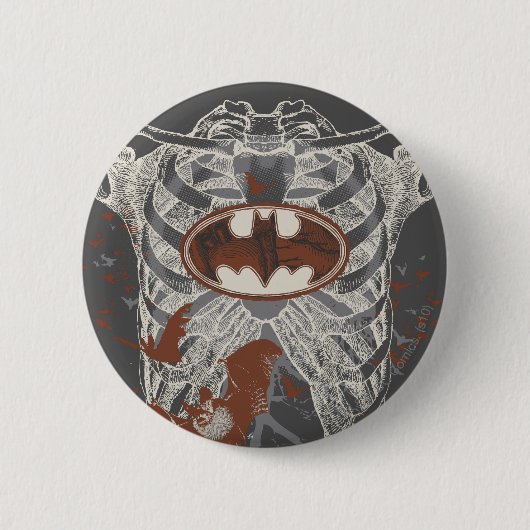 Bat Symbool Ribcage  Collage Ronde Button 5,7 Cm (Voorkant)