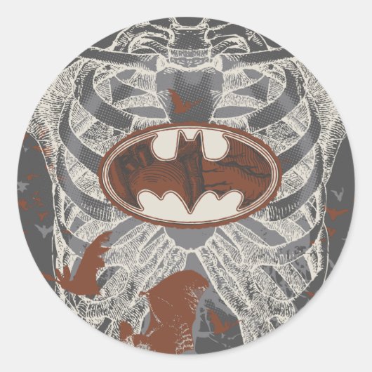 Bat Symbool Ribcage Collage Ronde Sticker (Voorkant)