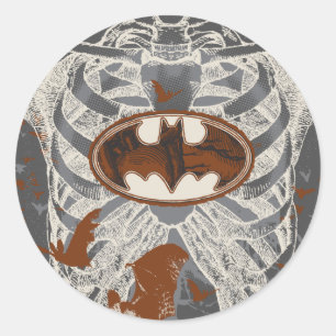 Bat Symbool Ribcage  Collage Ronde Sticker