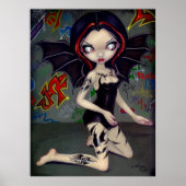 Bat Tattoos urban fairy tribal graffiti Art Print (Voorkant)