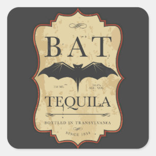 Bat Tequila  Halloween Label