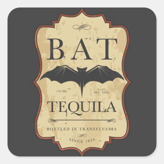 Bat Tequila  Halloween Label (Voorkant)