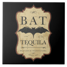 Bat Tequila Halloween Label