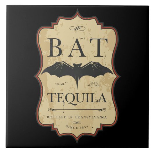 Bat Tequila  Halloween Label Tegeltje (Voorkant)