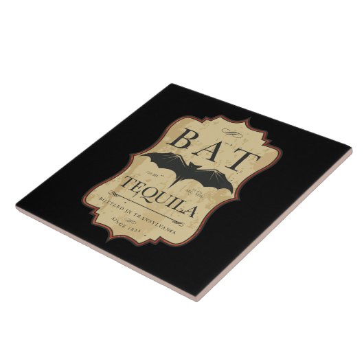 Bat Tequila Halloween Label Tegeltje (Zijkant)