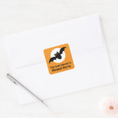 Bat voor volle maan oranje boekbord vierkante sticker (Envelop)