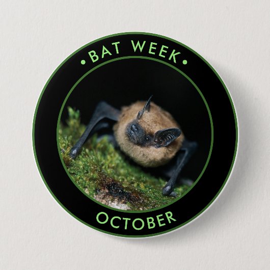 Bat Week, schattige bruine vleermuis Ronde Button 7,6 Cm (Voorkant)