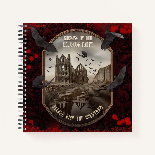  Bat Whitby Abbey Halloween Gastenboek Notitieboek (Voorkant)