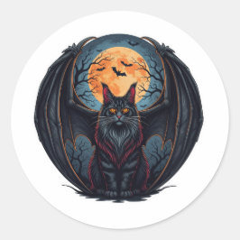 Bat Wing Coon - Maine Coon voor Halloween Ronde Sticker
