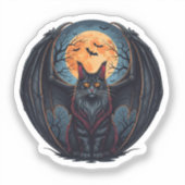 Bat Wing Coon - Maine Coon voor Halloween Sticker (Voorkant)