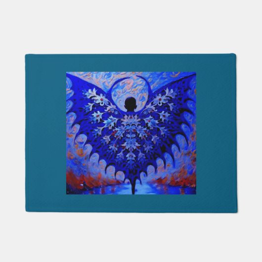 Bat Wing Creature Met Geweldige Blauwe Vleugelspre Deurmat (Voorkant)