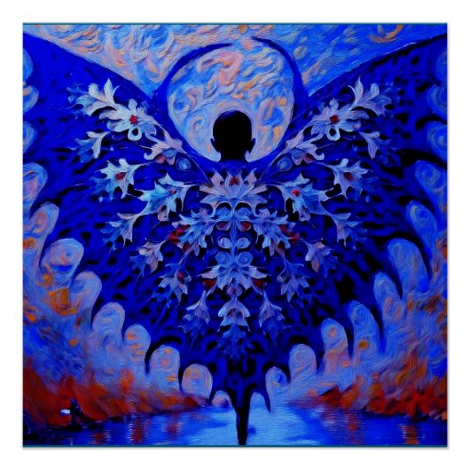 Bat Wing Creature Met Geweldige Blauwe Vleugelspre Perfect Poster (Voorkant)