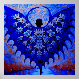 Bat Wing Creature Met Geweldige Blauwe Vleugelspre Poster
