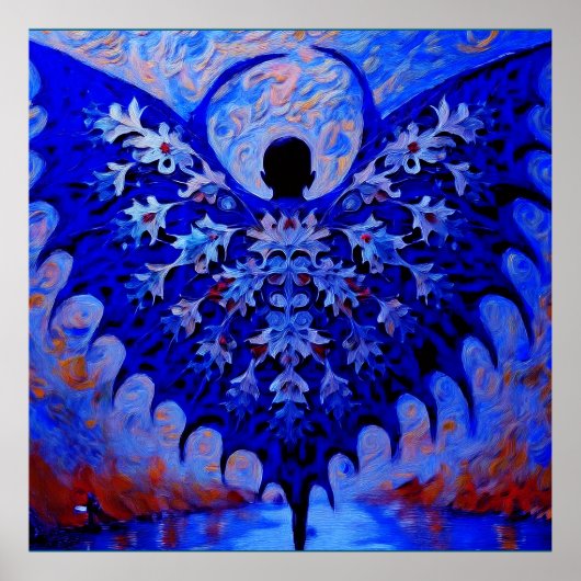 Bat Wing Creature Met Geweldige Blauwe Vleugelspre Poster (Voorkant)