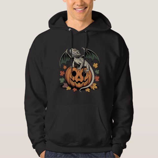 Bat Wing Hagedis op Jack-o'-Lantern Hoodie (Voorkant)
