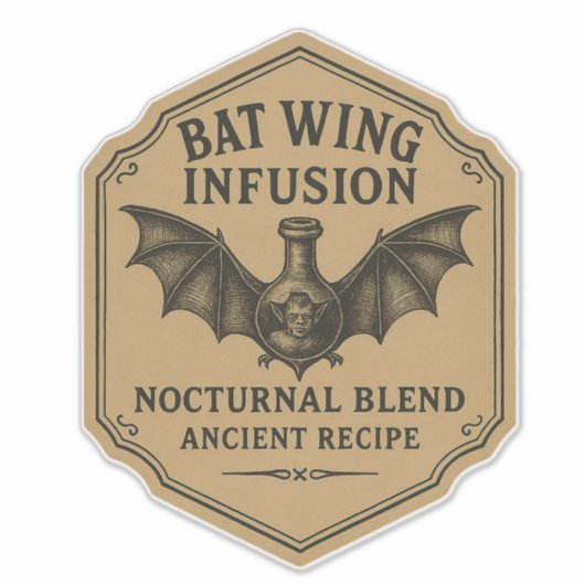 Bat Wing Infusion - Halloween Apothecary Label (Voorkant)