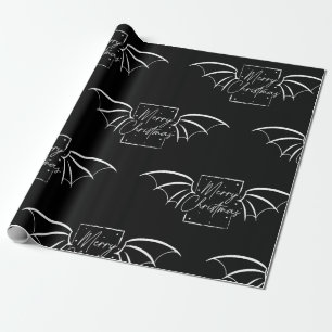 Bat Wing Merry Christmas Bookish Wrapping Paper Cadeaupapier