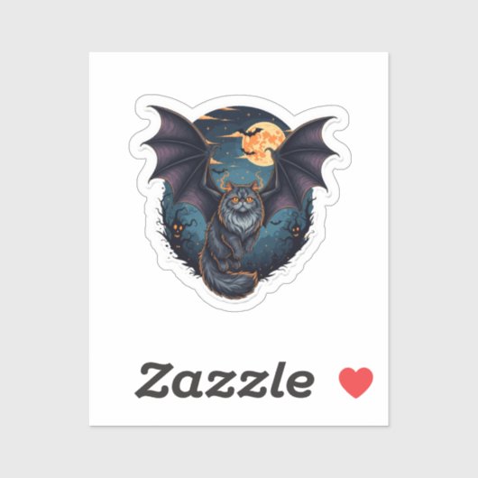 Bat Wing Perzisch - Perzische kat Halloween Sticker (Vel)