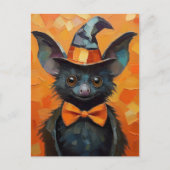 Bat with Patchwork Witch Hat Briefkaart (Voorkant)