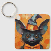 Bat with Patchwork Witch Hat Sleutelhanger (Voorkant)