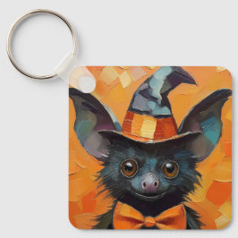 Bat with Patchwork Witch Hat Sleutelhanger