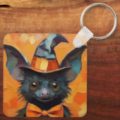 Bat with Patchwork Witch Hat Sleutelhanger (Achterkant)