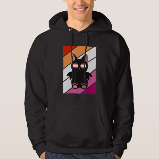 Bat With Pride Lesbian Flag LGBTQ Proud Ally Pride Hoodie (Voorkant)