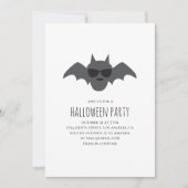 Bat. Zwart-wit Halloween kostuumfeest Kaart (Voorkant)