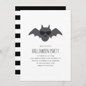 Bat. Zwart-wit Halloween kostuumfeest Kaart (Voorkant / Achterkant)