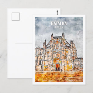Batalha Portugal Beroemde Reisplaats Waterverf Briefkaart