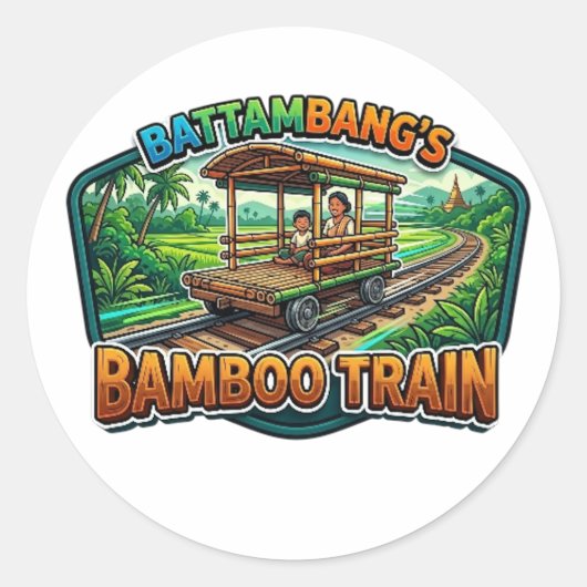BATAMBANG'S BAMBOO TRAIN RONDE STICKER (Voorkant)