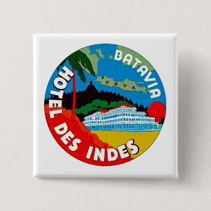 Batavia Hotel Des Indies Vierkante Button 5,1 Cm