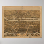 Batavia Illinois 1869 Antiek Panoramic Map Poster (Voorkant)