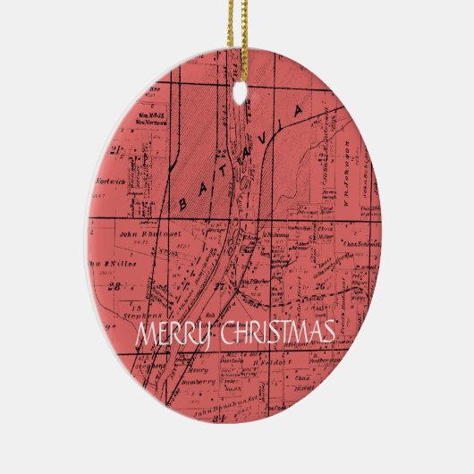 BATAVIA ILLINOIS 1871 KAART U KLEURKAART KERAMISCH ORNAMENT (Rechts)