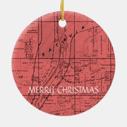 BATAVIA ILLINOIS 1871 KAART U KLEURKAART KERAMISCH ORNAMENT (Achterkant)