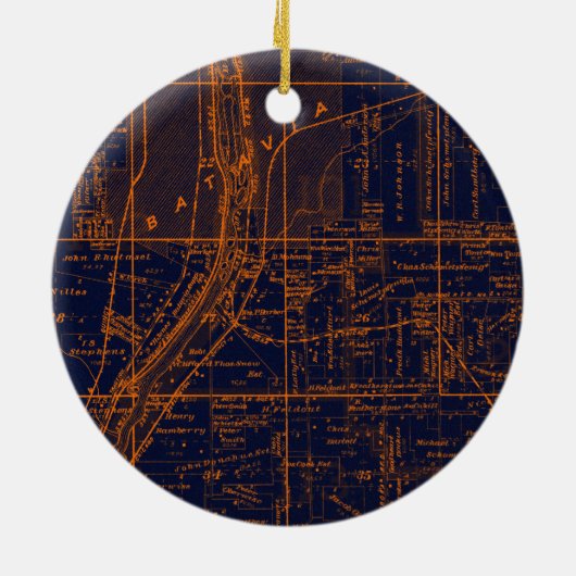 BATAVIA ILLINOIS 1871 MAP FOX RIVER VALLEY KERAMISCH ORNAMENT (Achterkant)