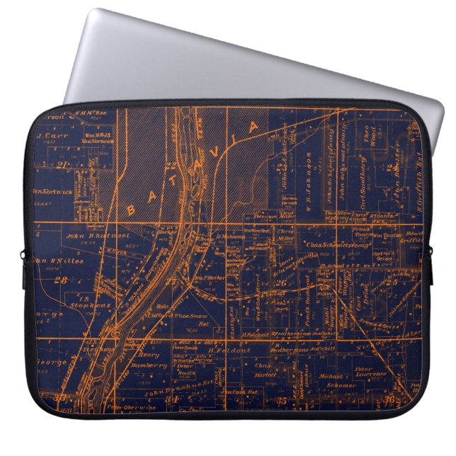 BATAVIA ILLINOIS 1871 MAP FOX RIVER VALLEY LAPTOP SLEEVE (Voorkant)