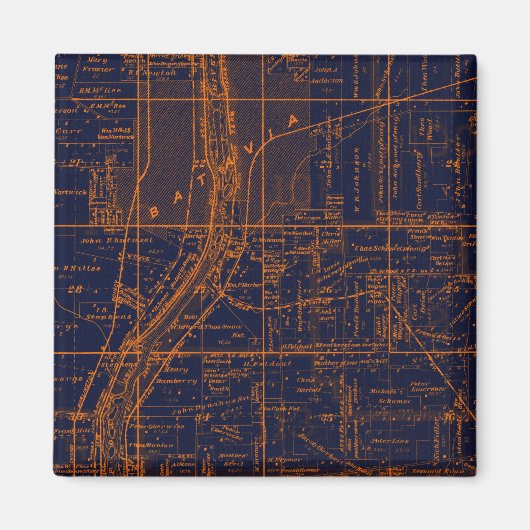 BATAVIA ILLINOIS 1871 MAP FOX RIVER VALLEY MAGNEET (Voorkant)