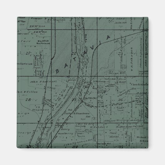 BATAVIA ILLINOIS 1871 MAP FOX RIVER VALLEY MAGNEET (Voorkant)