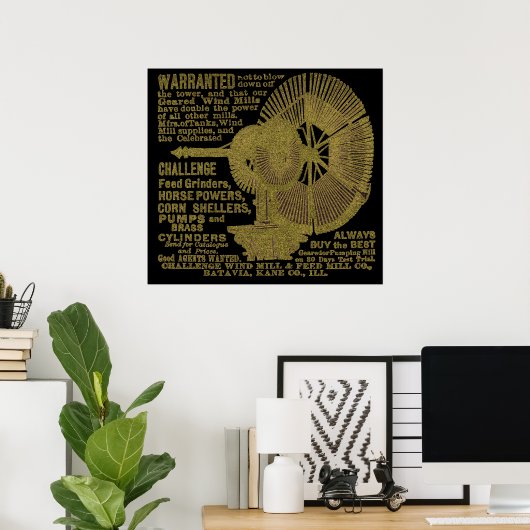 Batavia Illinois Challenge Windmill 1889 ad Poster (Thuiskantoor)